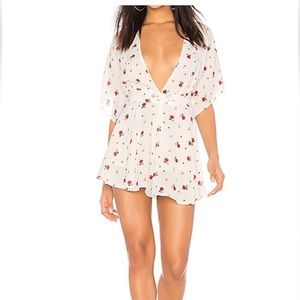White Floral Romper Size XS